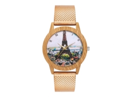 Relógio Zhoulianfa Quartz com pulseira de malha e escala romana (ouro rosa)