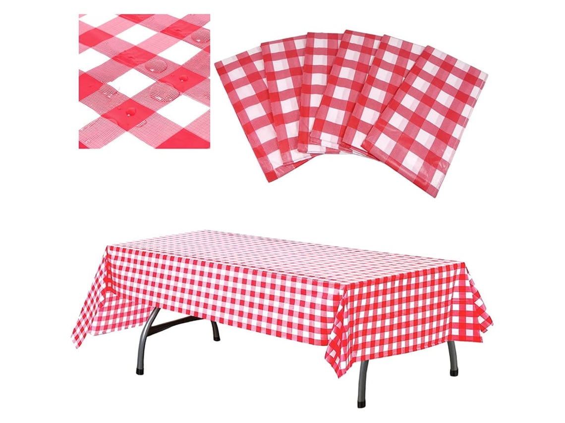 Toalha De Mesa Plástica Xadrez 6 Unidades 54 Polegadas X 108 Polegadas Descartável Para Festas Aniversários Eventos
