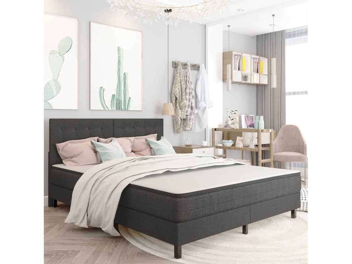 Vidaxl Cabeceira De Cama Acolchoada 180x200 Cm Tecido Cinzento-escuro
