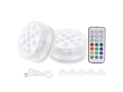 2pcs Lâmpada de Piscina Submersível IP68 RGB 16 Cores Controle Remoto | S/MARCA
