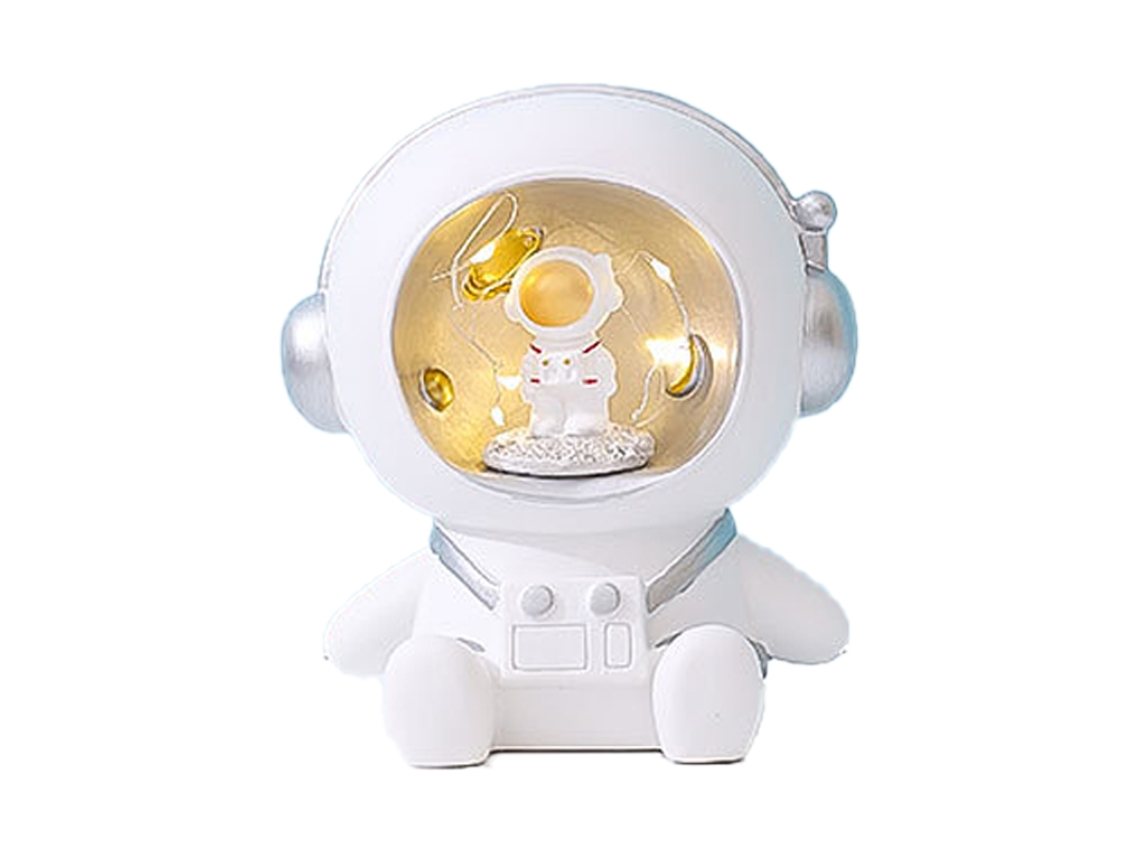 Cofrinho Luz Noturna Astronauta Fofo Decoração Mesa Presente para Meninos Meninas Branco