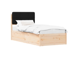 Estrutura de Cama com Cabeceira Estofada Preto 90x190 cm MAISON EXCLUSIVE