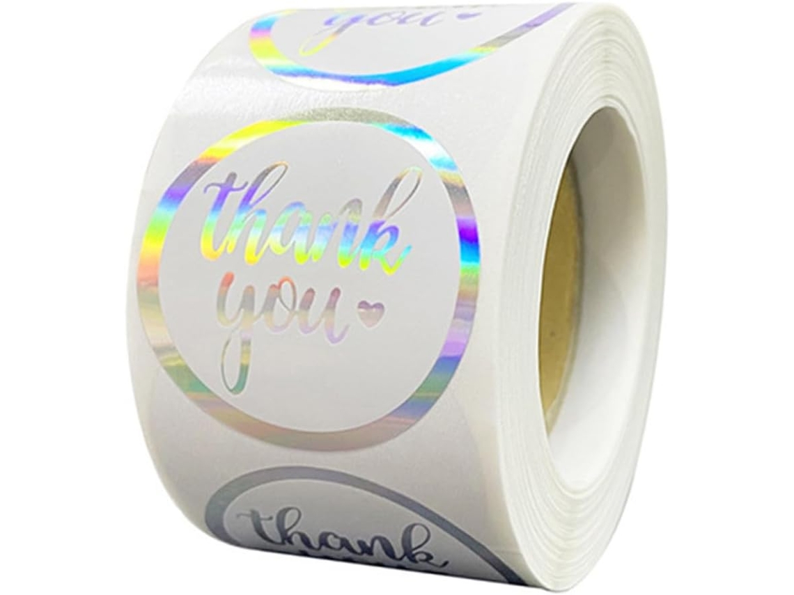 Adesivos Holográficos Redondos De Agradecimento Da Adhesive Labels Para Presentes E Embalagens Fáceis De Destacar E Gokoco