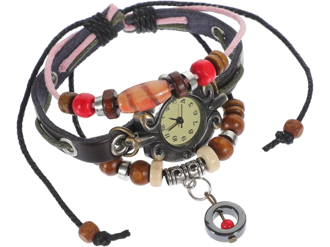 Relógio feminino GOKOCO com pulseira ajustável, de couro vermelho, caixa dourada, profissional