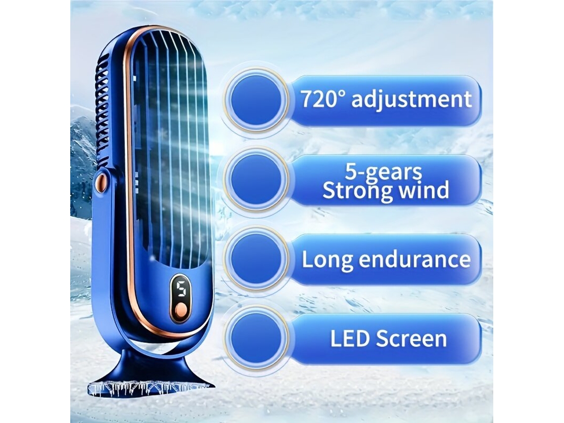 Branco Ventilador Mesa Potente 5 Velocidades Ajustáveis Operação Silenciosa Bateria Recarregável 1200mah Refrescar Ambientes Internos Casa Escritório