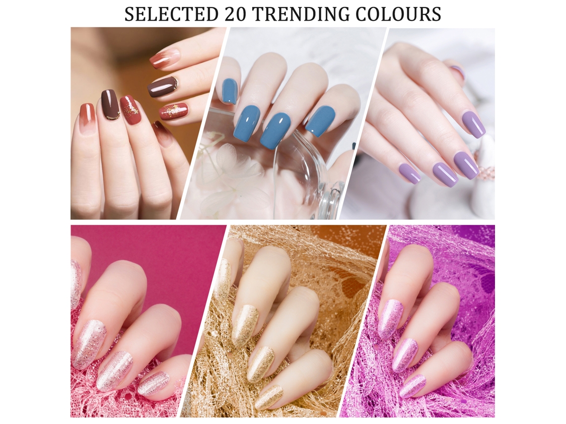 Kit De Esmalte Em Gel Anself Com 20 Cores, Base, Top Coat E Top Coat Matte Para Manicure