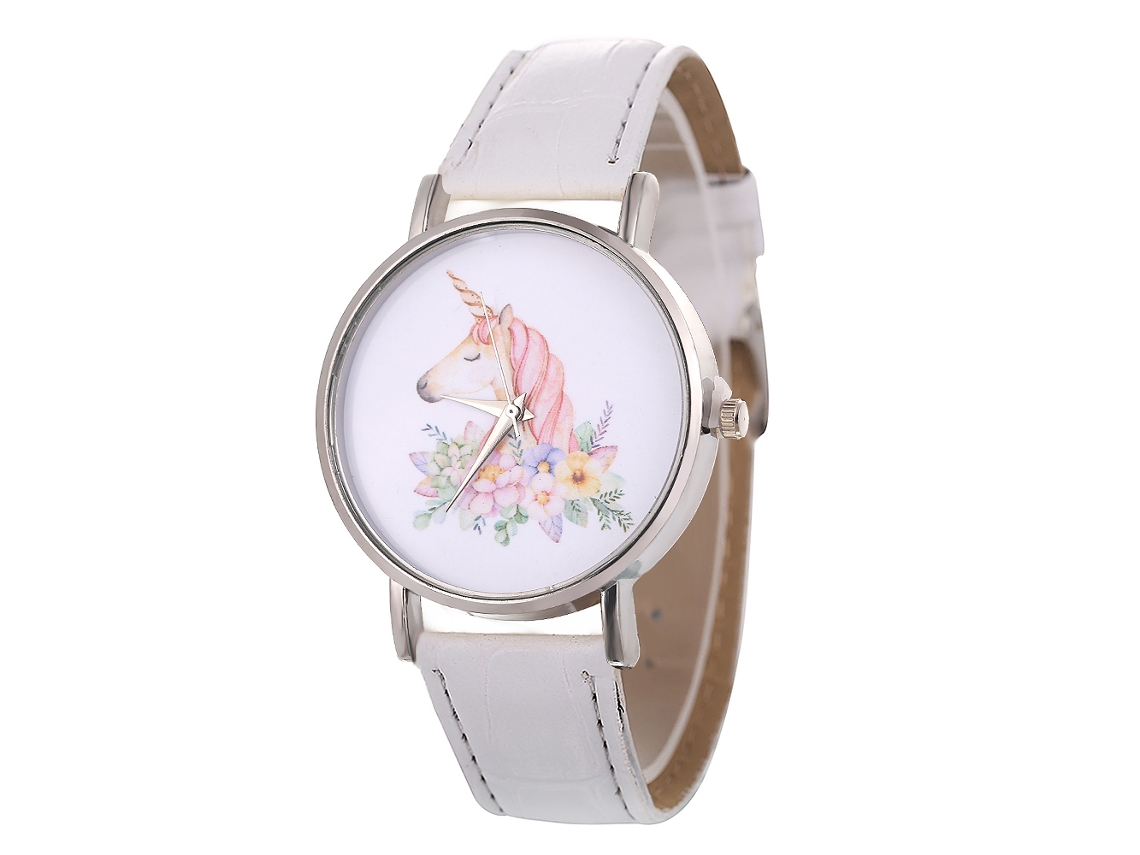 Reloj De Pulsera De Aleación De Pareja Con Dial Redondo Cuarzo Blanco Analógico