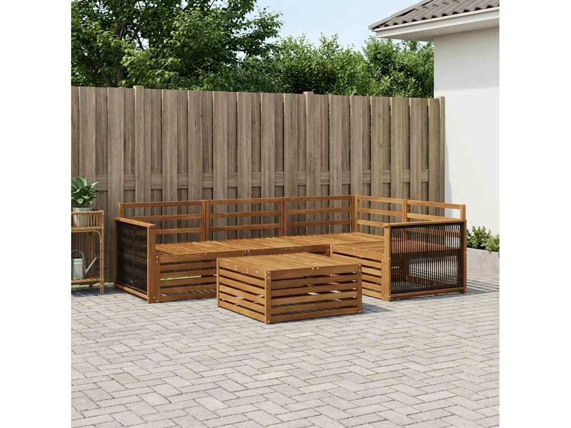 Vidaxl Conjunto De Sofás Para Exterior 5 Pcs Natural