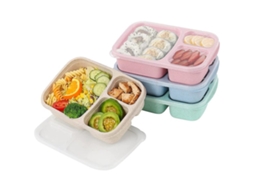 Conjunto De 4 Lancheiras, 3 Compartimentos, Infantil, Recipiente Reutilizável Para Alimentos