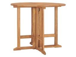 Vidaxl Mesa De Jantar Para Jardim Dobrável Ø90x75 Cm Teca Maciça