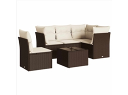 Conjunto de 6 Sofás Jardim com Almofadões Vime Pe Castanho MAISON EXCLUSIVE (80x200 cm)