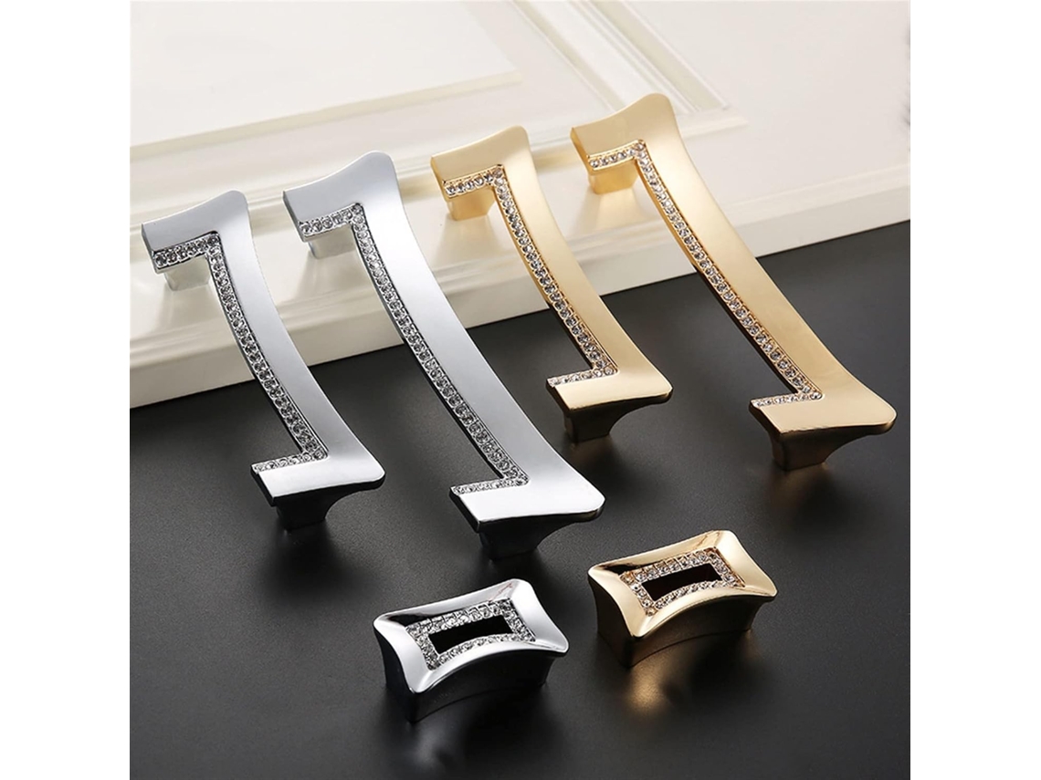 Puxador De Cristal Para Portas Armários, Gavetas E Cômodas, Com Abertura Oculta, 1 Peça Cor Dourado 96mm