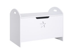 Organizador de Brinquedos para Baú de Armazenamento Infantil com Tampa de Segurança e Espaço Amplo 62x40x46,5 Cm Branco Ge
