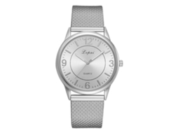 Relógio Feminino de Moda com Pulseira de Silicone Lvpai Quartzo Mostrador Redondo Prata