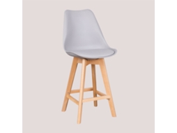 Conjunto de 4 Bancos Altos SKLUM Nordic (Cinzento - Polipropileno e Madeira de faia - 102,5 x 48,5 x 52 cm)