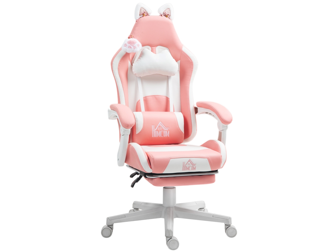 Cadeira Gaming Orelhas Rosa Branco