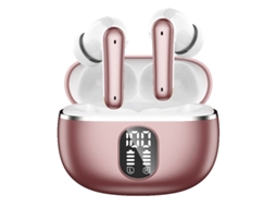 Fones Esportivos ZYBLSSBB ouro rosa, Bluetooth 5.4, 40h, tela LED, 4 microfones, enc bass