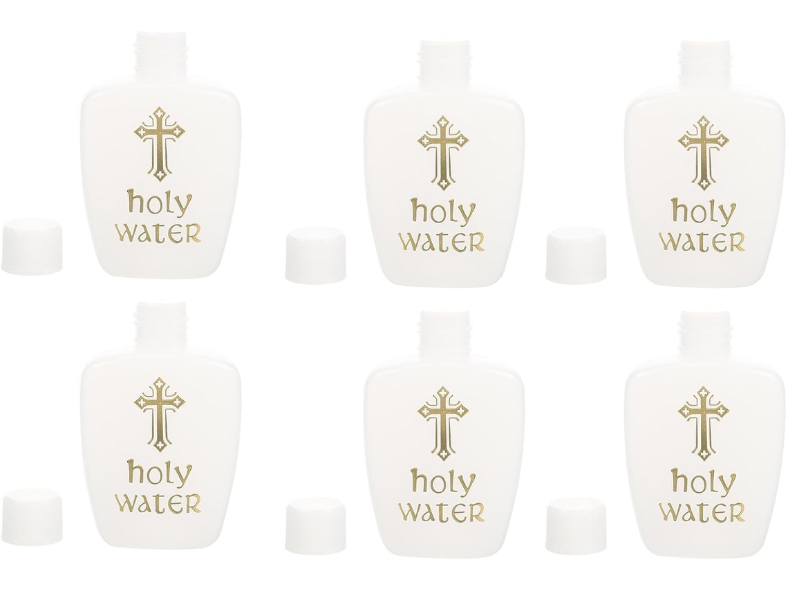 Conjunto 6 Garrafas Benta Cristãs Recarregáveis 60ml Brancas Batismo Celebrações Religiosas Acessórios GOKOCO