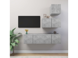 Vidaxl 4 Pcs Conjunto Móveis De Tv Derivados Madeira Cinzento Cimento