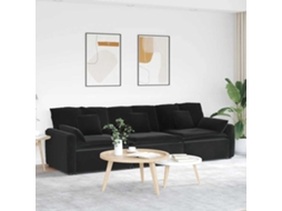 Vidaxl Sofá Modular Com Almofadas Preto