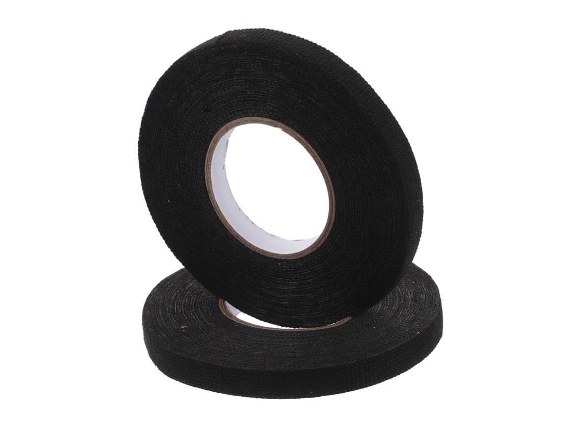 Fita De Flanela Preta 9mm X 15m Para Chicotes Cabos, 2 Peças