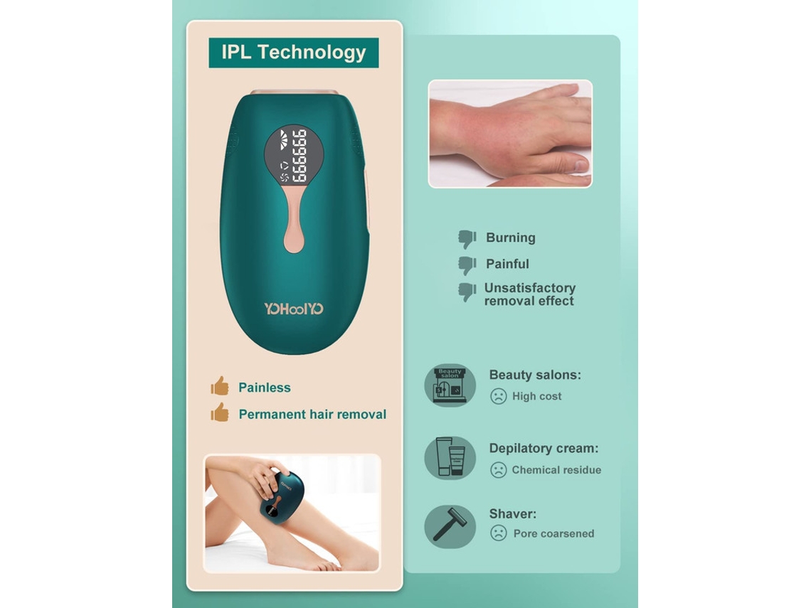 Ipl Depilação Laser Depilador 999999 Pisca 5 Níveis para Rosto Axilas