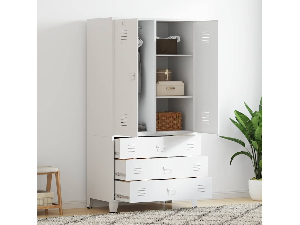 Vidaxl Roupeiro Industrial 90x50x180 Cm Metal Branco
