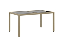 Vidaxl Mesa De Jardim 150x90x75 Cm Vidro Temperado E Vime Pe Bege