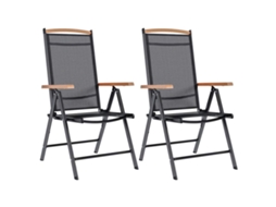 Conjunto 2 Cadeira Dobrável Vidaxl Preto Tecido (58 X 65 X 109 Cm)