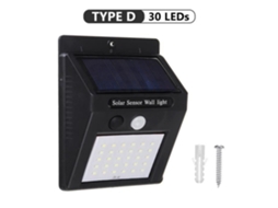Aplique De Parede Grande 30 Led Solar À Prova Dágua Detector De Movimento Gototop