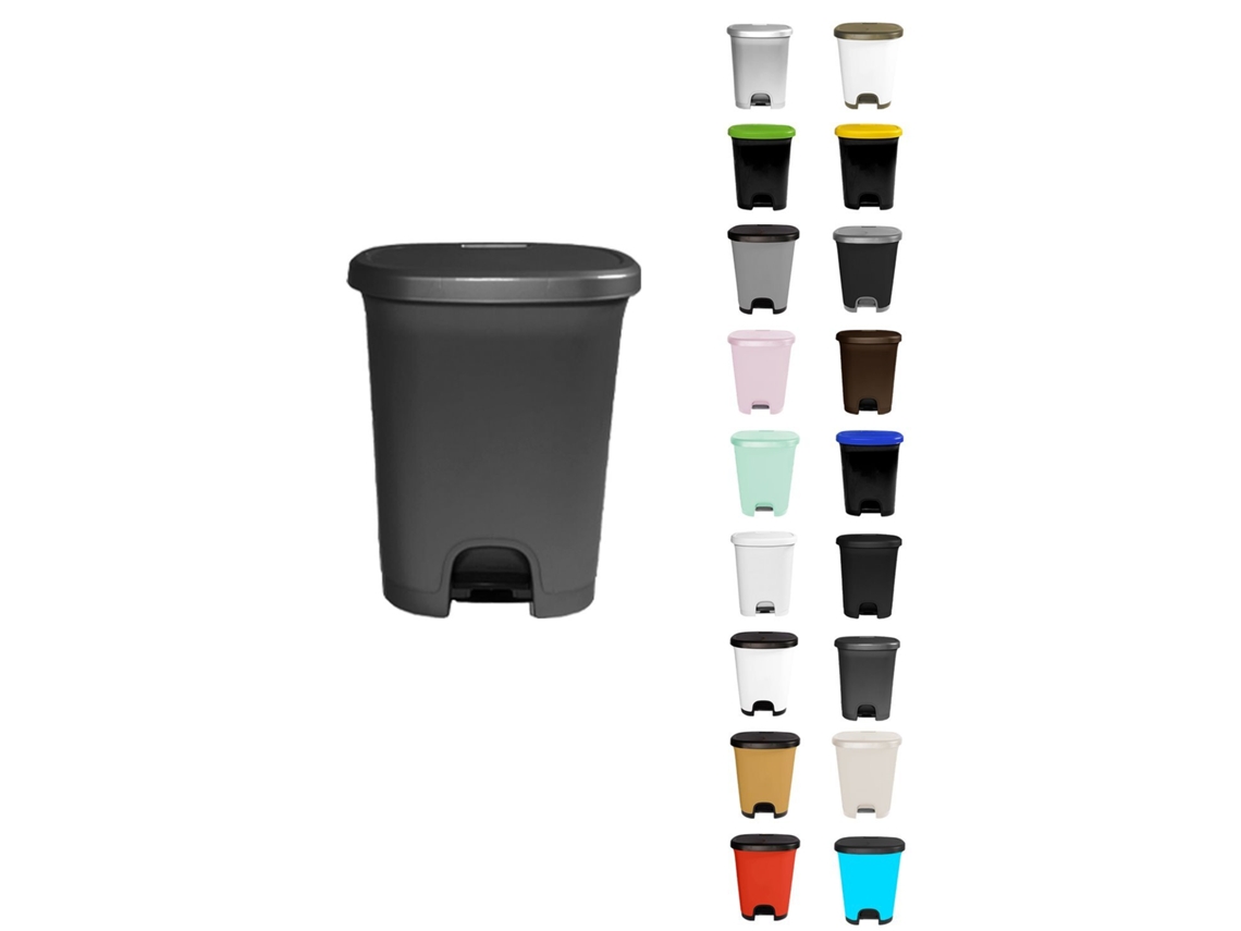 Cubo Basura Plástico Moderno | Apertura Con Pedal | Cubo Reciclar Negro - Blanco 27 Litros