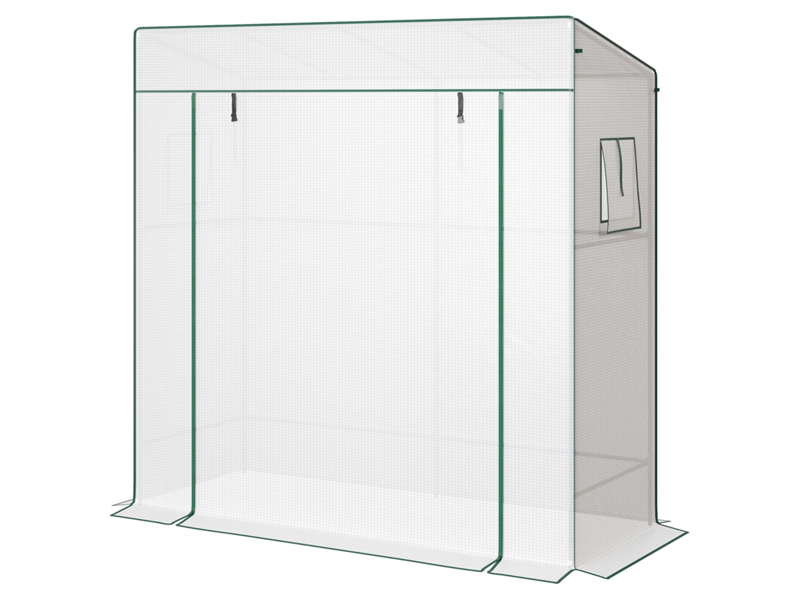 Fogão branco para exterior com grelha de rede e suporte para plantas e flores, 196x77x197 cm