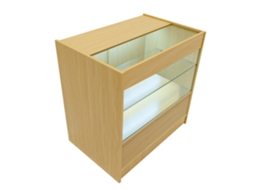 Balcão Comercial LED C900 MonsterShop MDF Maple, Vidro Temperado, 90x60x90 cm, 3 Prateleiras