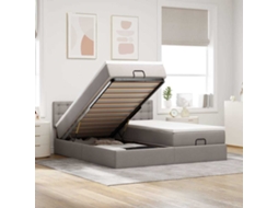 Vidaxl Estrutura De Cama Otomana Com Colchões Tecido Cinzento