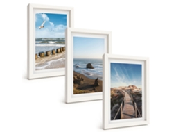 Composição De Quadros Praia, Ondas, Céu, Píer, Caminhada Espelharte (3 Peças 20x30 Cm)