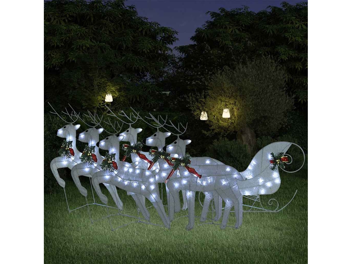 Decoração De Natal Com Renas E Trenó Pangivo 140 Led Branco