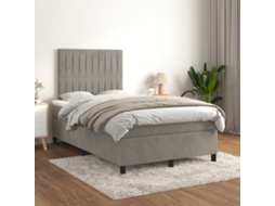 Vidaxl Cama Boxspring C/ Colchão 120x200 Cm Veludo Cinzento claro
