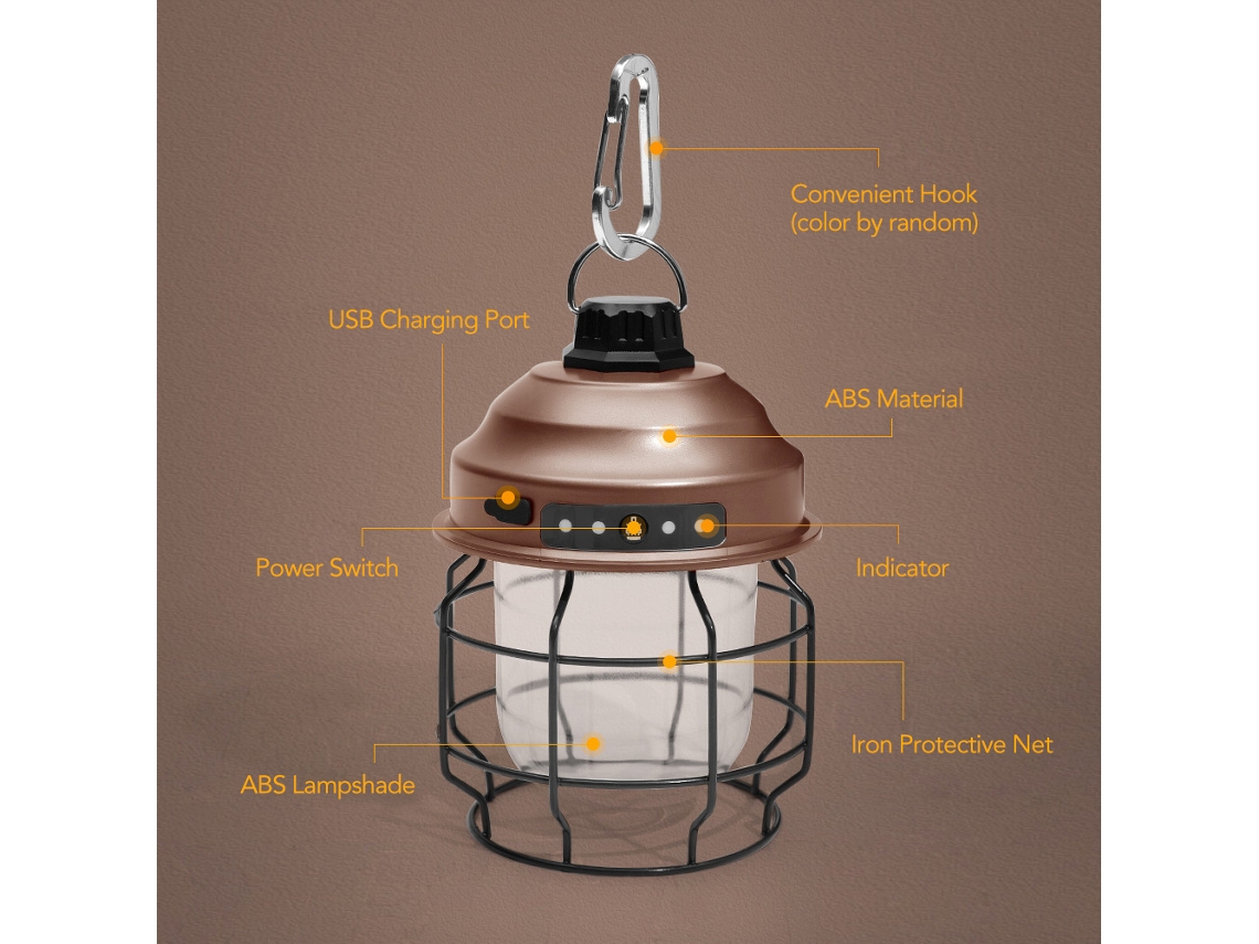 Lâmpada de Camping Recarregável Usb Ipx4 Impermeável