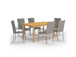 Vidaxl 7 Pcs Conjunto De Jantar Para Jardim Cinzento
