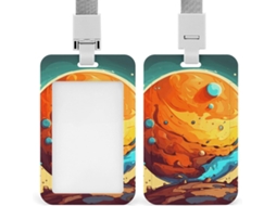 Porta Crachá Com Clipe, Carimbo Planeta Em Design Animado Soft E Cordão, Porta Crachá Identificação, Cordão