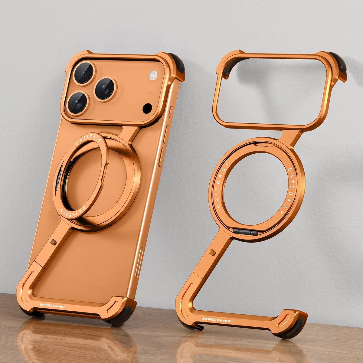 Capa Para Iphone Air (laranja), Design Sem Moldura, Suporte Magnético Com Rotação De 360°