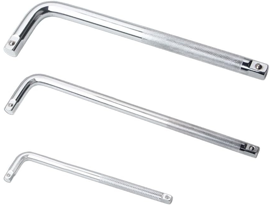 Jogo De Chaves Barra Curva Tipo L Com 3 Peças Em Aço Cromo Para 1/4",