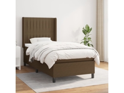 Vidaxl Cama Com Molas/colchão 80x200 Cm Tecido Castanho-escuro