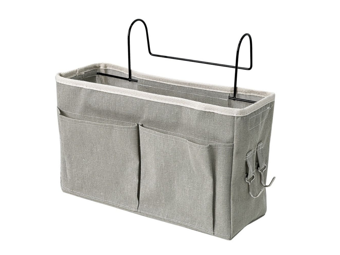Bolsa de almacenamiento gris para cuna de bebé, bolsa de almacenamiento para mesita de noche