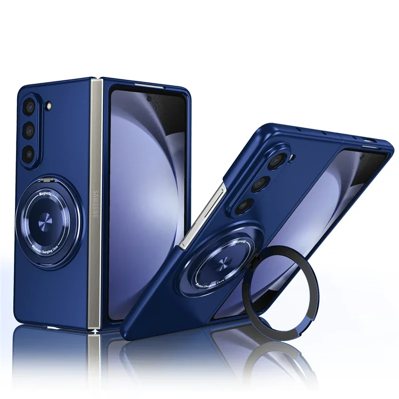 (azul, Galaxy Z Fold6) Capa Para Celular Com Suporte De Anel Magnético, Suporta Rotação De 360°, Compatível Com Magsafe.