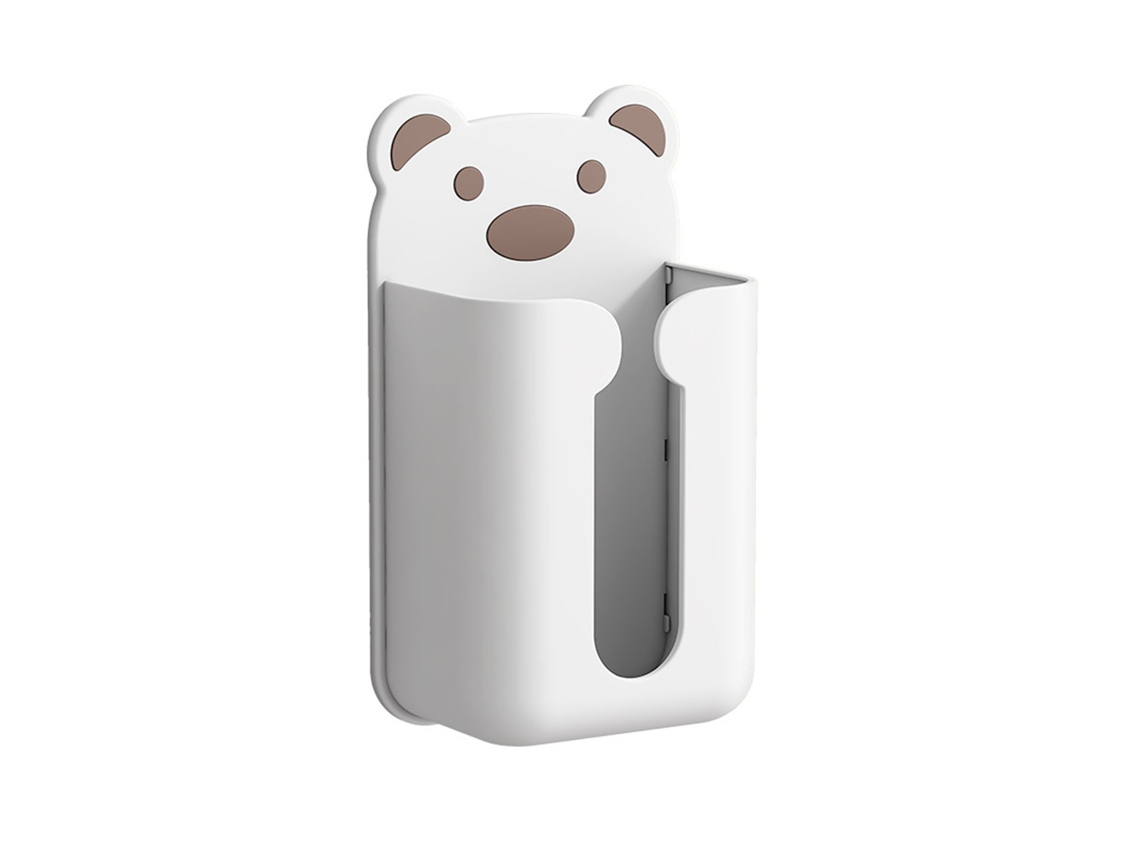 Caixa de Papel Higiênico para Parede Sem Punção Urso Fofo plástico Dispenser Casa Branco Marrom S/MARCA