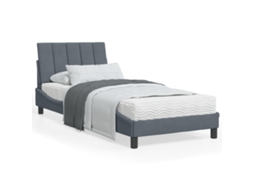 Vidaxl Cama Com Colchão Hanko 90x200 Cm Veludo Cinzento-escuro