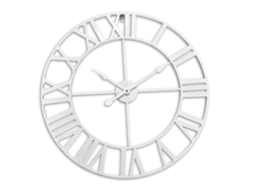 Relógio de parede Relaxdays, numerais romanos, Ø 60 cm, relógio Pilhas, analógico, ferro, branco