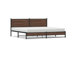 Bed Frame, Bed Frames Vidaxl Marrom Aço (200 X 200 Cm)