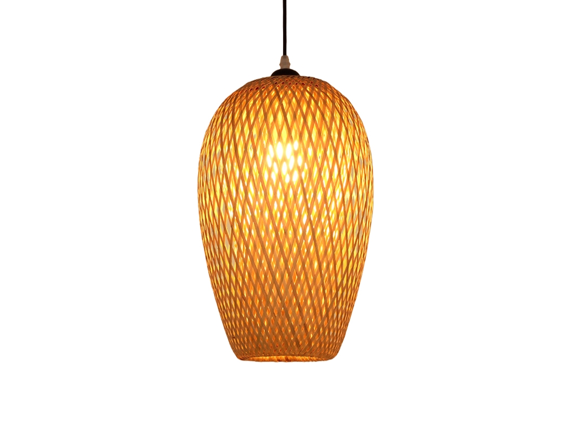Laxiscread Plafon De Cestas De Bambu Para Restaurante E Café Com Abajur De Estilo Oriental, Diâmetro 24cm